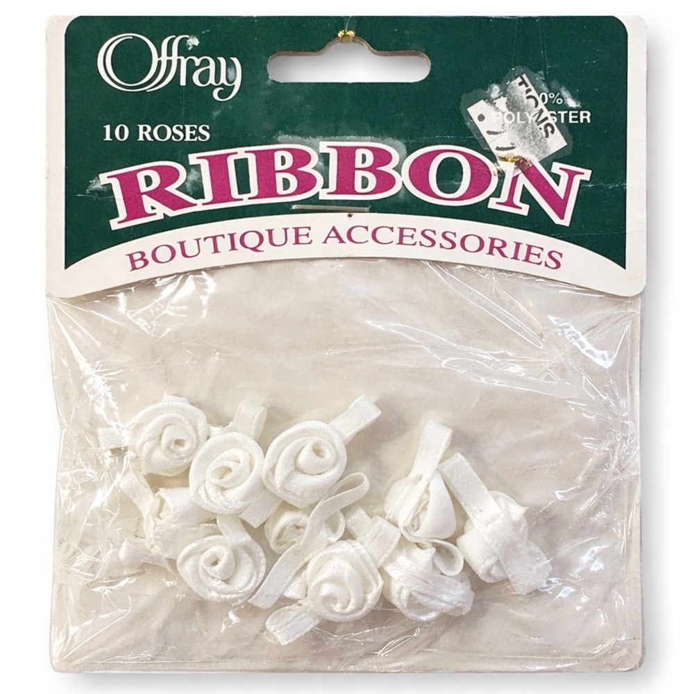 Offray Ribbon Boutique Accessories 10 Roses White